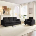 Mjkone 82Chenille Canapé sectionnel droit 3 places avec fauteuil 56'', ensemble de meubles de salon sectionnels 2 pièces