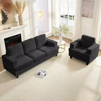 Mjkone 82Chenille Canapé sectionnel droit 3 places avec fauteuil 56'', ensemble de meubles de salon sectionnels 2 pièces