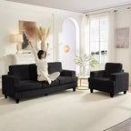 Mjkone 82Chenille Canapé sectionnel droit 3 places avec fauteuil 56'', ensemble de meubles de salon sectionnels 2 pièces