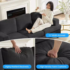 Mjkone 82Chenille Canapé sectionnel droit 3 places avec fauteuil 56'', ensemble de meubles de salon sectionnels 2 pièces