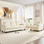 Mjkone 82Chenille Canapé sectionnel droit 3 places avec fauteuil 56'', ensemble de meubles de salon sectionnels 2 pièces