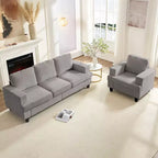 Mjkone 82Chenille Canapé sectionnel droit 3 places avec fauteuil 56'', ensemble de meubles de salon sectionnels 2 pièces