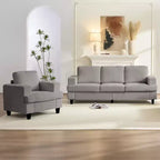 Mjkone 82Chenille Canapé sectionnel droit 3 places avec fauteuil 56'', ensemble de meubles de salon sectionnels 2 pièces