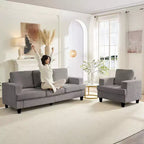 Mjkone 82Chenille Canapé sectionnel droit 3 places avec fauteuil 56'', ensemble de meubles de salon sectionnels 2 pièces