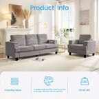 Mjkone 82Chenille Canapé sectionnel droit 3 places avec fauteuil 56'', ensemble de meubles de salon sectionnels 2 pièces