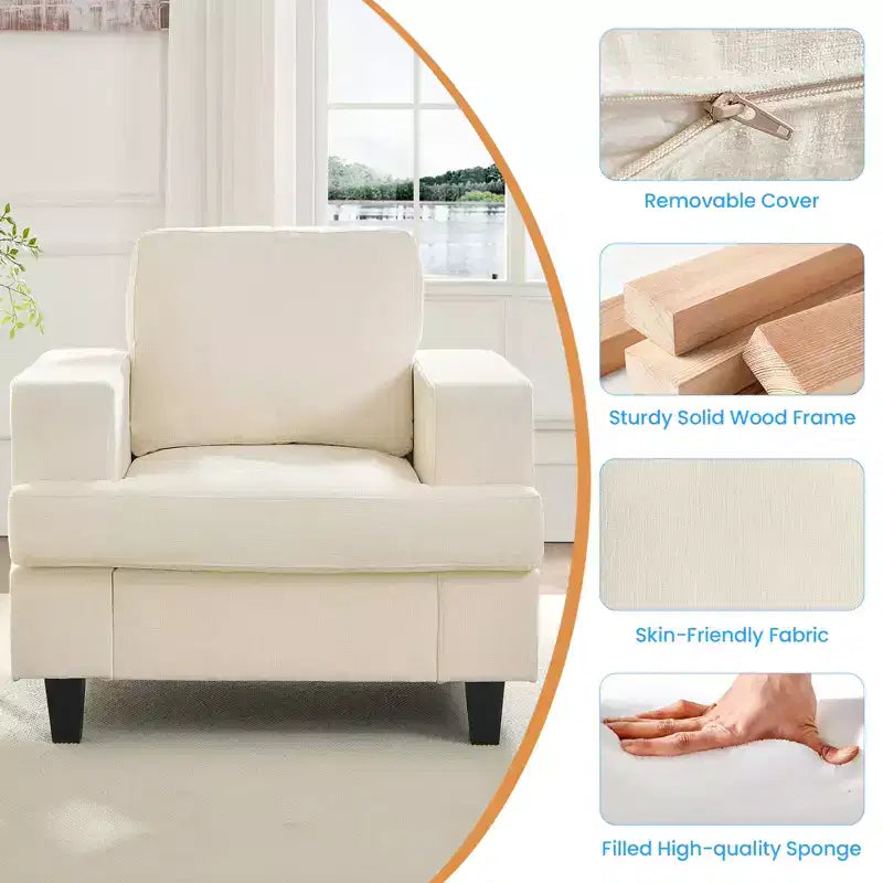 Mjkone 82Chenille Canapé sectionnel droit 3 places avec fauteuil 56'', ensemble de meubles de salon sectionnels 2 pièces