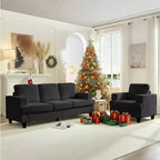 Mjkone 82Chenille Canapé sectionnel droit 3 places avec fauteuil 56'', ensemble de meubles de salon sectionnels 2 pièces