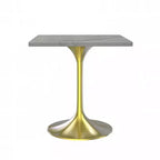 LeisureMod Verve Square Dining Table - Modern Resin Top with Brushed Gold Pedestal Base Accent Side Table for Contemporary Kitchen, Home and Apartment