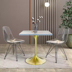 Table à manger carrée LeisureMod Verve - Plateau en résine moderne avec base piédestal en or brossé Table d'appoint pour cuisine contemporaine, maison et appartement
