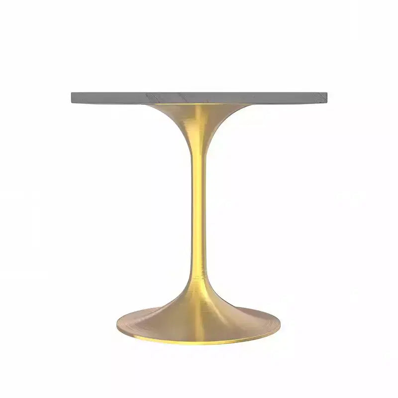 Table à manger carrée LeisureMod Verve - Plateau en résine moderne avec base piédestal en or brossé Table d'appoint pour cuisine contemporaine, maison et appartement