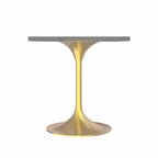 Table à manger carrée LeisureMod Verve - Plateau en résine moderne avec base piédestal en or brossé Table d'appoint pour cuisine contemporaine, maison et appartement