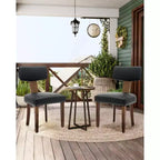 Modern Leather Dining Chairs Set of 2  Upholstered Curved Backrest, Hardwood Frame & Nailhead Trim, 265lb Capacity