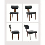 Lot de 2 chaises de salle à manger modernes en cuir avec dossier incurvé rembourré, cadre en bois dur et garniture cloutée, capacité de 120 kg