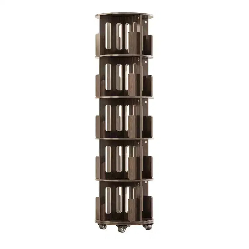 ATJafurn 17.7'' Bibliothèque Tour Rotative à 360°, Étagère d'Angle Pivotante, Bibliothèque Pivotante Noyer Foncé Style Mid-Century Moderne Pour Maison, Bureau, Angle