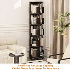 ATJafurn 17.7'' Bibliothèque Tour Rotative à 360°, Étagère d'Angle Pivotante, Bibliothèque Pivotante Noyer Foncé Style Mid-Century Moderne Pour Maison, Bureau, Angle