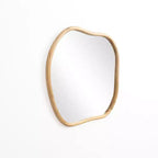 Miroir mural carré irrégulier en bois de pin naturel LuxenHome, décoratif et de courtoisie, marron