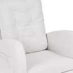 VECELO Fauteuil à bascule moderne rembourré avec assise rembourrée et base en bois massif, Fauteuil à bascule en lin pour salon, Blanc/Gris