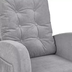 VECELO Fauteuil à bascule moderne rembourré avec assise rembourrée et base en bois massif, Fauteuil à bascule en lin pour salon, Blanc/Gris