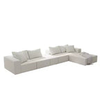 Modern Upholstered Sectional Sofa Couch Set, Modular 132 L-Shaped Sectional Living Room Sofa Set with 6 Cushions