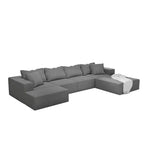 Canapé d'angle rembourré moderne, ensemble de canapé de salon modulaire en forme de L de 132 pouces avec 6 coussins