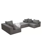 Canapé d'angle rembourré moderne, ensemble de canapé de salon modulaire en forme de L de 132 pouces avec 6 coussins