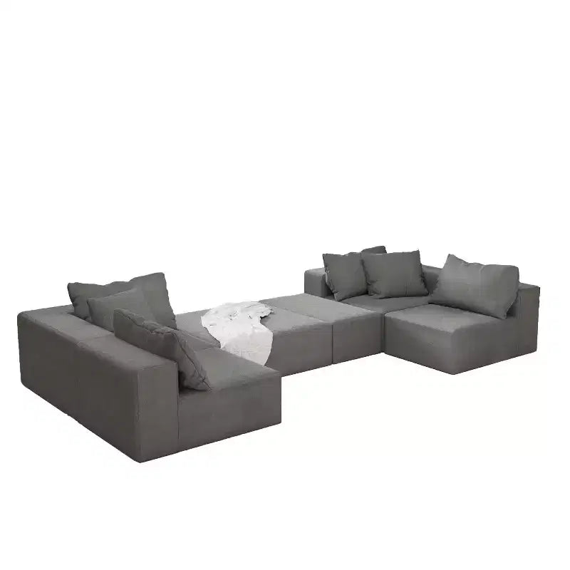 Canapé d'angle rembourré moderne, ensemble de canapé de salon modulaire en forme de L de 132 pouces avec 6 coussins