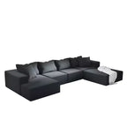 Canapé d'angle rembourré moderne, ensemble de canapé de salon modulaire en forme de L de 132 pouces avec 6 coussins
