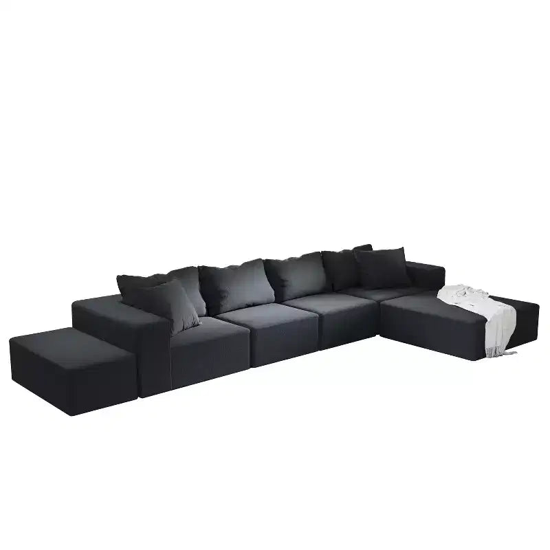 Canapé d'angle rembourré moderne, ensemble de canapé de salon modulaire en forme de L de 132 pouces avec 6 coussins