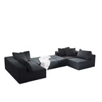 Canapé d'angle rembourré moderne, ensemble de canapé de salon modulaire en forme de L de 132 pouces avec 6 coussins