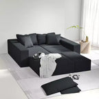 Canapé d'angle rembourré moderne, ensemble de canapé de salon modulaire en forme de L de 132 pouces avec 6 coussins