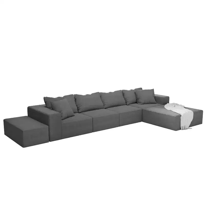 Canapé d'angle rembourré moderne, ensemble de canapé de salon modulaire en forme de L de 132 pouces avec 6 coussins