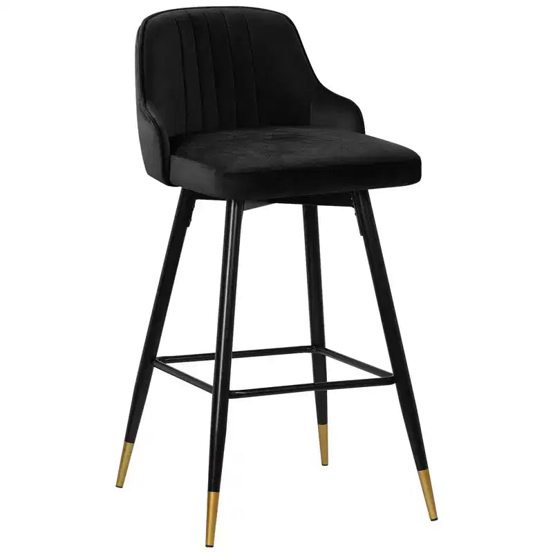 Tabourets de bar pivotants Bekrvio avec dossier, hauteur de comptoir, revêtement en velours, 29 po, noir
