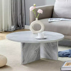 Chic Crate - Nordic Flair Minimalist MDF White Round Coffee Table, Decor Friendly Modern Style, 31.5*31.5*13.98 Inches