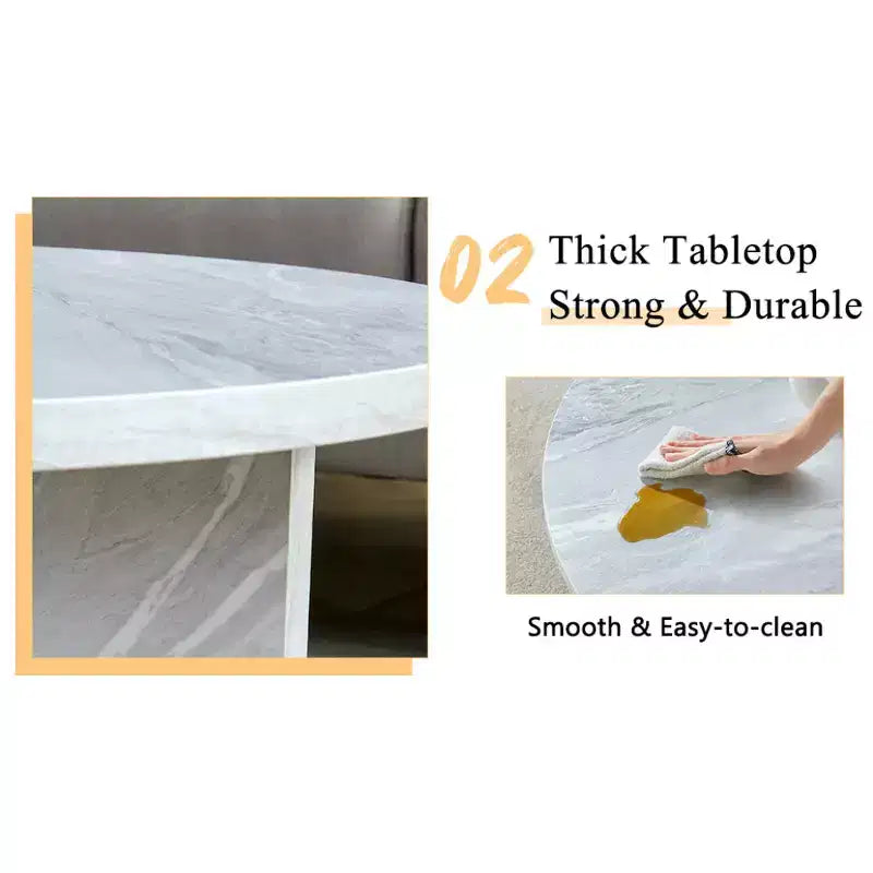 Chic Crate - Table Basse Ronde Minimaliste Style Nordique en MDF Blanc, Décoration Amicale Style Moderne, 80*80*35,5 cm