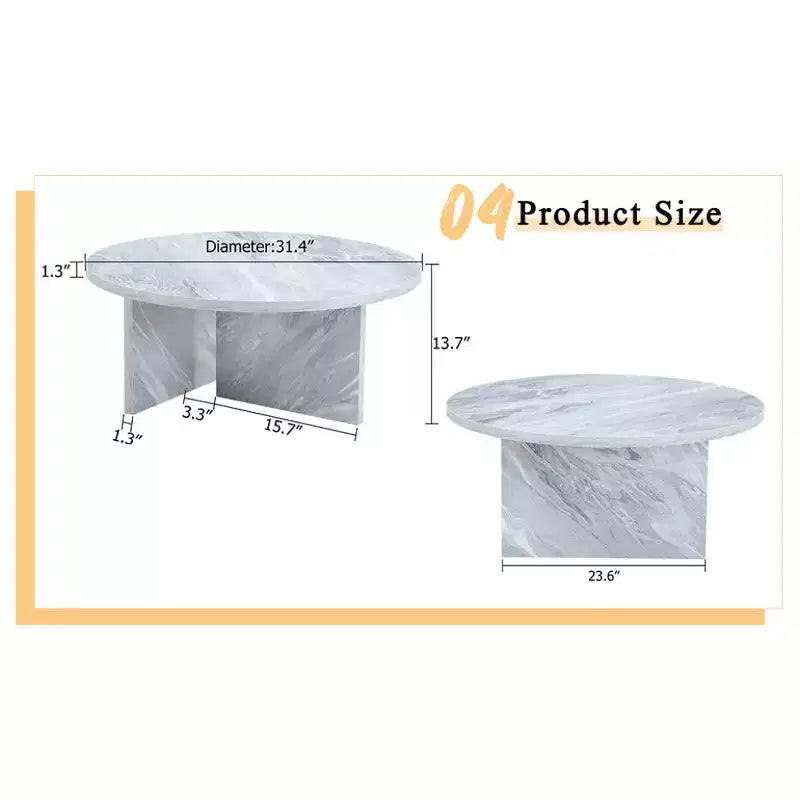 Chic Crate - Table Basse Ronde Minimaliste Style Nordique en MDF Blanc, Décoration Amicale Style Moderne, 80*80*35,5 cm