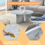 Chic Crate - Table Basse Ronde Minimaliste Style Nordique en MDF Blanc, Décoration Amicale Style Moderne, 80*80*35,5 cm