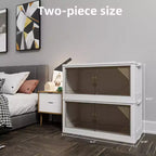 2-Pack 31.5 Wide Transparent Plastic Storage Cabinets: Stackable, Folding, Open Front - Ideal for Closet Organization