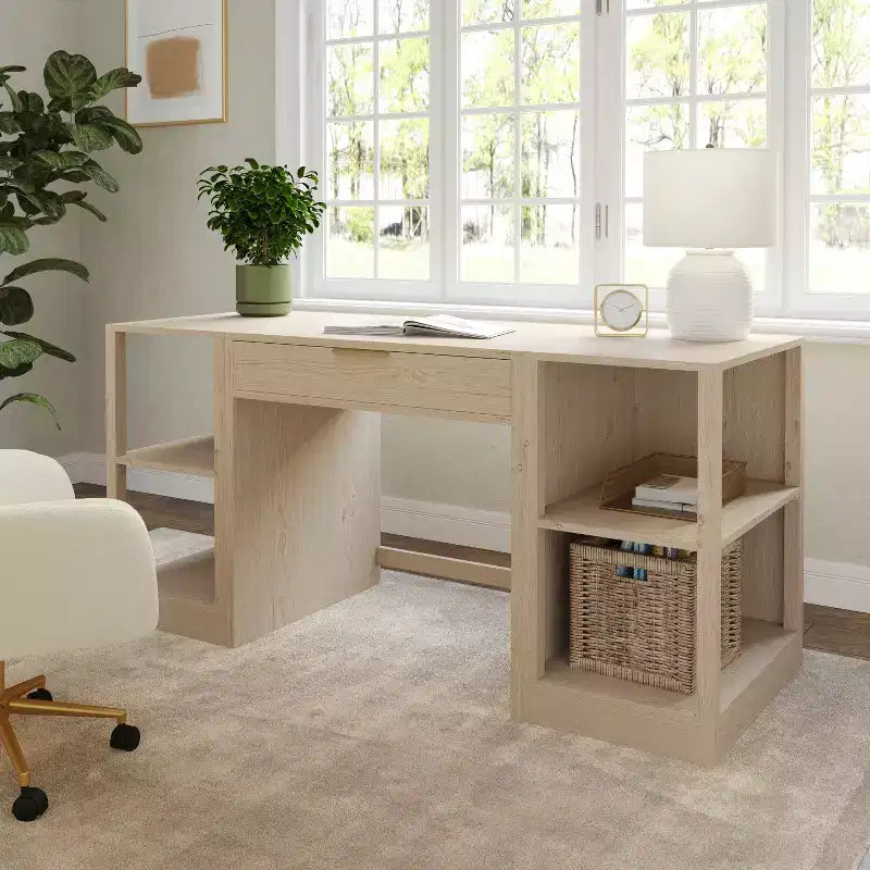 Bureau modulaire Martha Stewart Kayden avec tiroir simple et deux étagères à 2 niveaux