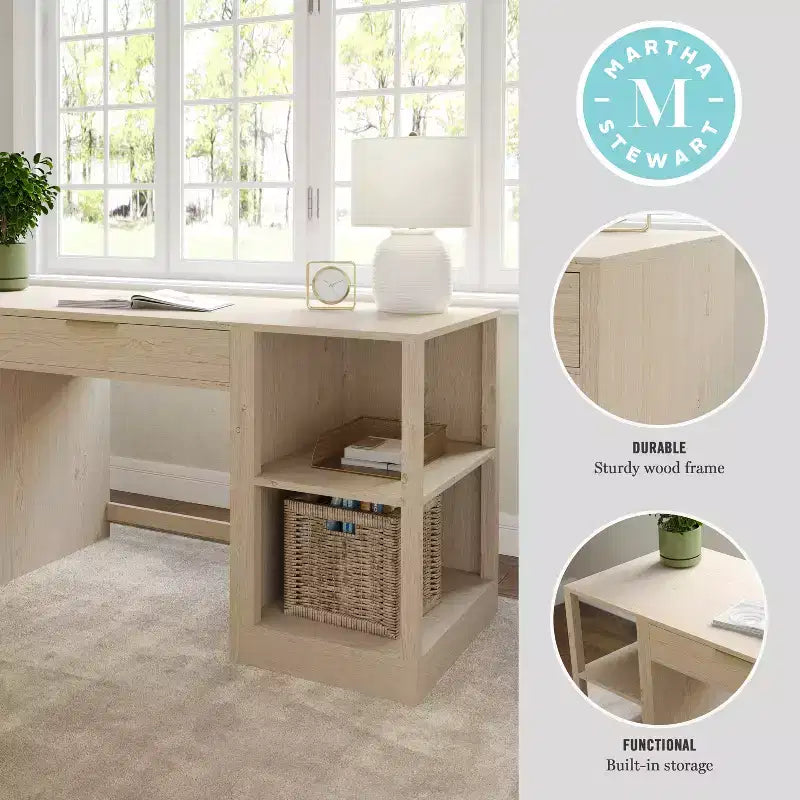 Bureau modulaire Martha Stewart Kayden avec tiroir simple et deux étagères à 2 niveaux