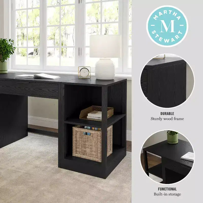 Bureau modulaire Martha Stewart Kayden avec tiroir simple et deux étagères à 2 niveaux