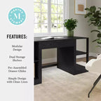 Bureau modulaire Martha Stewart Kayden avec tiroir simple et deux étagères à 2 niveaux
