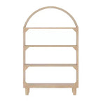 Bibliothèque ouverte en bois Buzz & Bloom avec dessus arrondi couvert, 4 étagères et pieds cylindriques