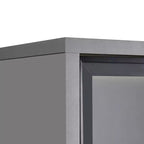 Vitrine éclairée LED Meuble de rangement avec porte en verre trempé, 2 tiroirs, étagères réglables, Moderne Minimaliste, Gris-ModernLuxe