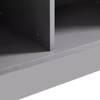 Vitrine éclairée LED Meuble de rangement avec porte en verre trempé, 2 tiroirs, étagères réglables, Moderne Minimaliste, Gris-ModernLuxe