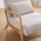 FERPIT Fauteuil d'appoint moderne rembourré avec oreiller lombaire, fauteuil douillet avec cadre en bois massif et coussin moelleux, beige