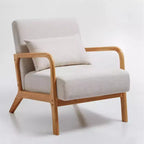 FERPIT Fauteuil d'appoint moderne rembourré avec oreiller lombaire, fauteuil douillet avec cadre en bois massif et coussin moelleux, beige