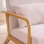 FERPIT Fauteuil d'appoint moderne rembourré avec oreiller lombaire, fauteuil douillet avec cadre en bois massif et coussin moelleux, beige
