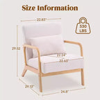 FERPIT Fauteuil d'appoint moderne rembourré avec oreiller lombaire, fauteuil douillet avec cadre en bois massif et coussin moelleux, beige