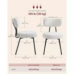 Lot de 2 Chaises de Salle à Manger Modernes Rembourrées avec Dossier Incurvé, Tissu Polaire Pelucheux et Cadre en Acier Robuste pour une Assise Confortable