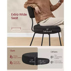 Lot de 2 Chaises de Salle à Manger Modernes Rembourrées avec Dossier Incurvé, Tissu Polaire Pelucheux et Cadre en Acier Robuste pour une Assise Confortable